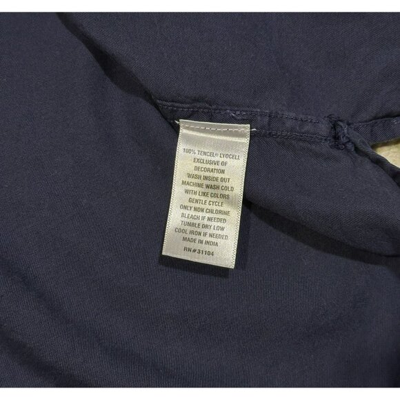 NWT Crown and Ivy Navy Blue Tencel Lyocell Button Down Top Ruffle Cuffs Size S - Picture 6 of 6